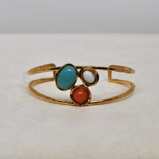 Multi-Stone Bracelet Open Cuff
