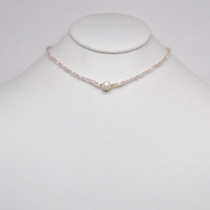 Crystal Beads w/Pearl Pendant Necklace
