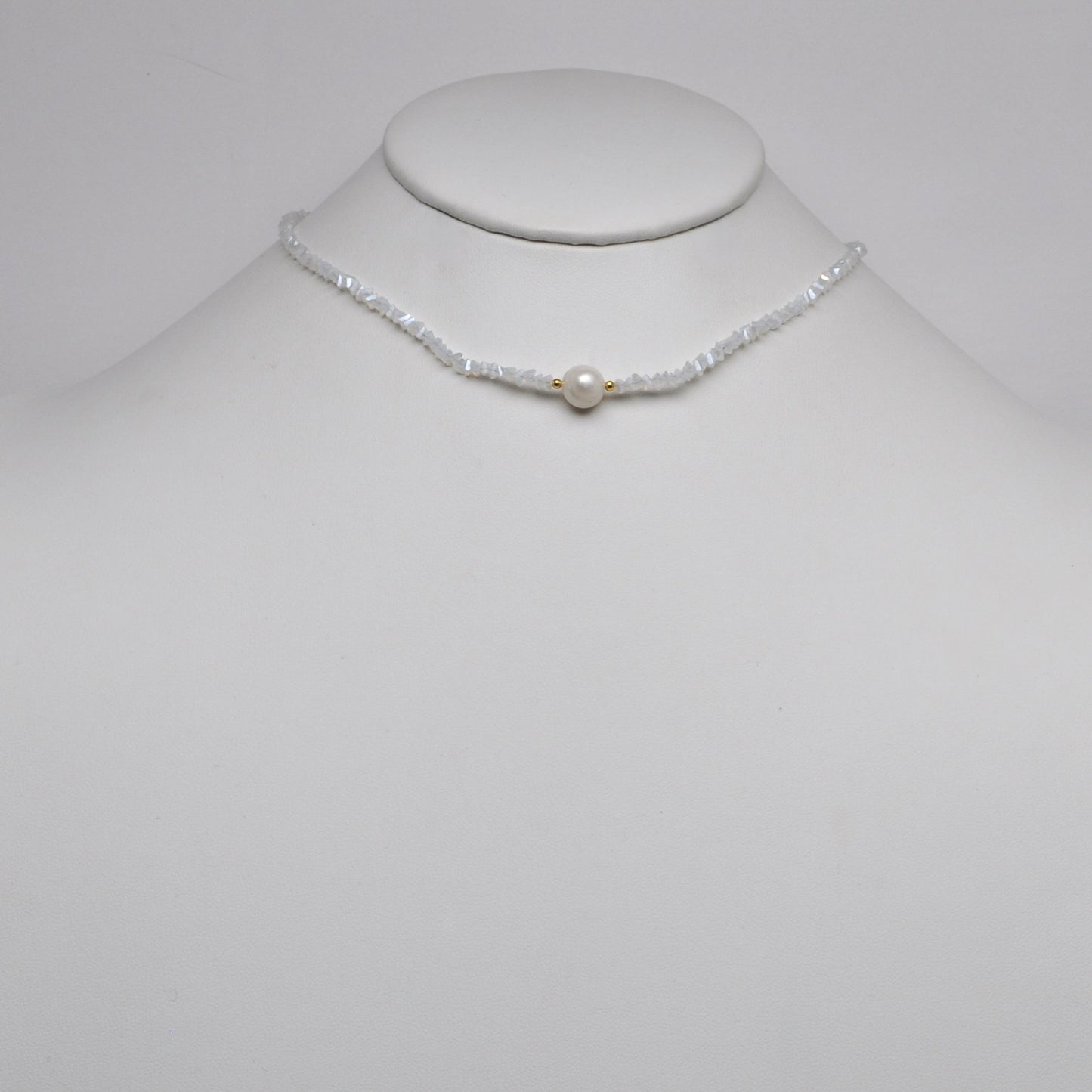Crystal Beads w/Pearl Pendant Necklace