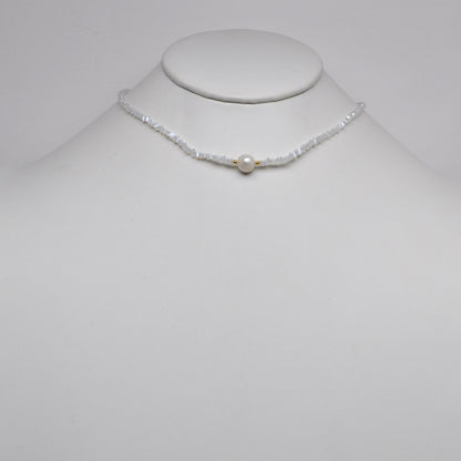 Crystal Beads w/Pearl Pendant Necklace