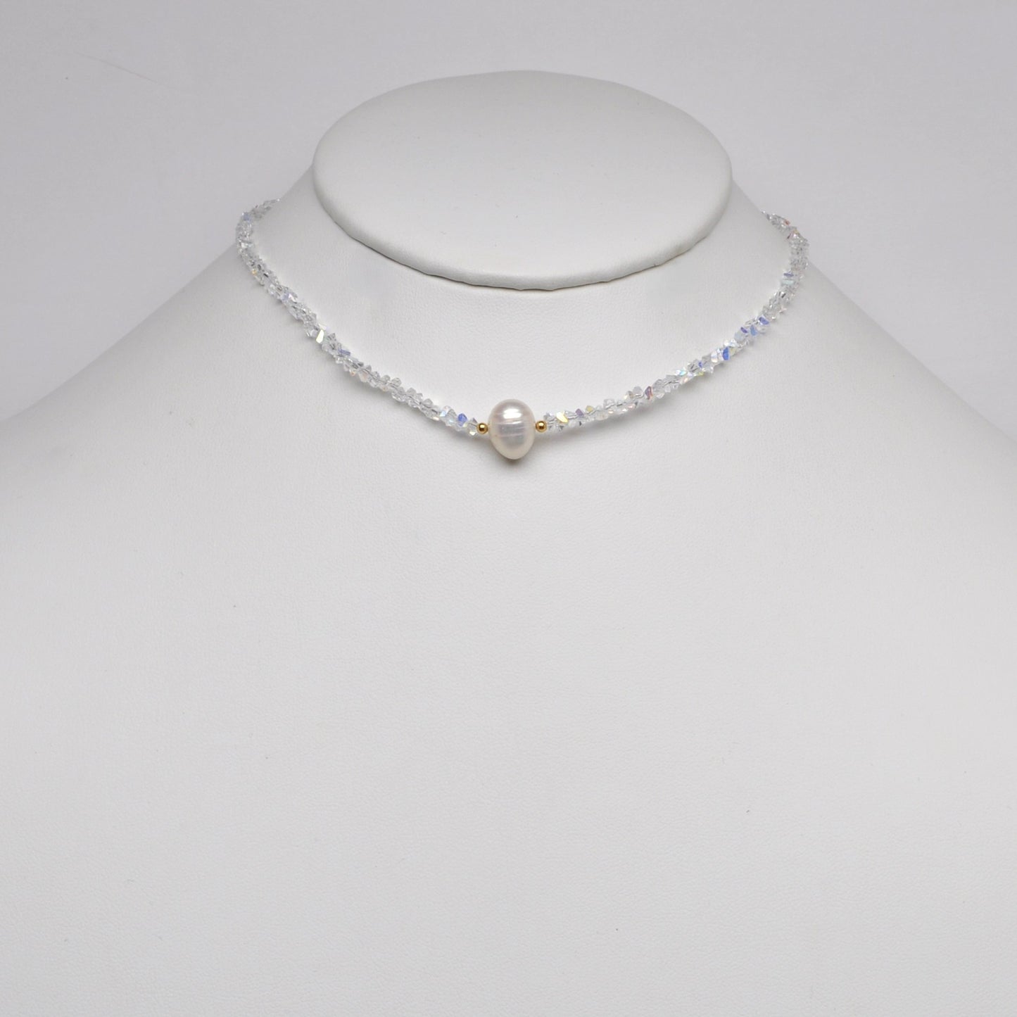 Crystal Beads w/Pearl Pendant Necklace