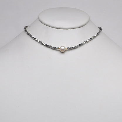 Crystal Beads w/Pearl Pendant Necklace