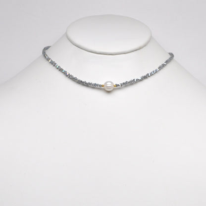 Crystal Beads w/Pearl Pendant Necklace