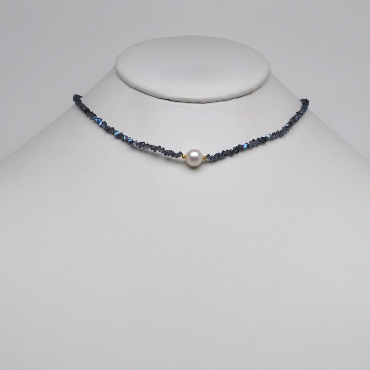 Crystal Beads w/Pearl Pendant Necklace