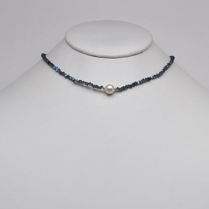 Crystal Beads w/Pearl Pendant Necklace