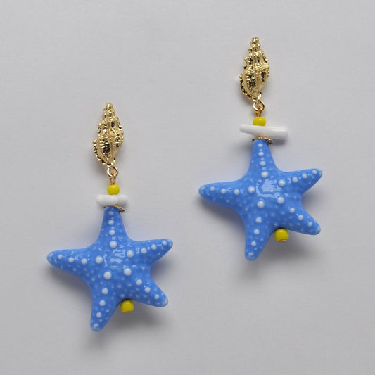 Starfish Drop Nautical Earrings