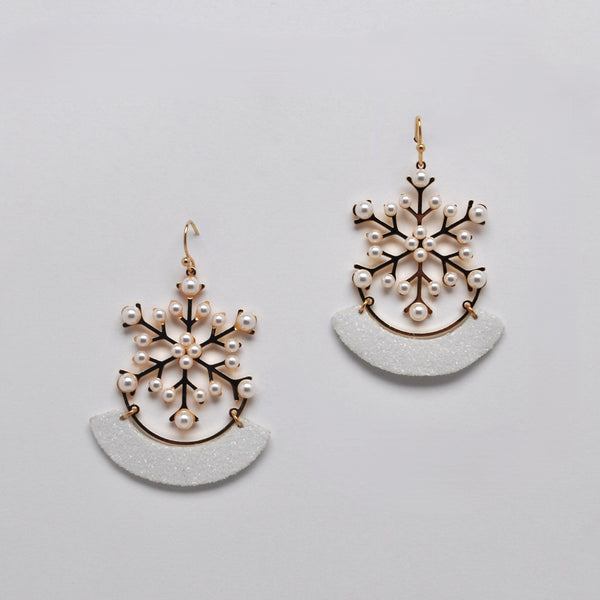 Snowflake Glitter Drop Design Earrings