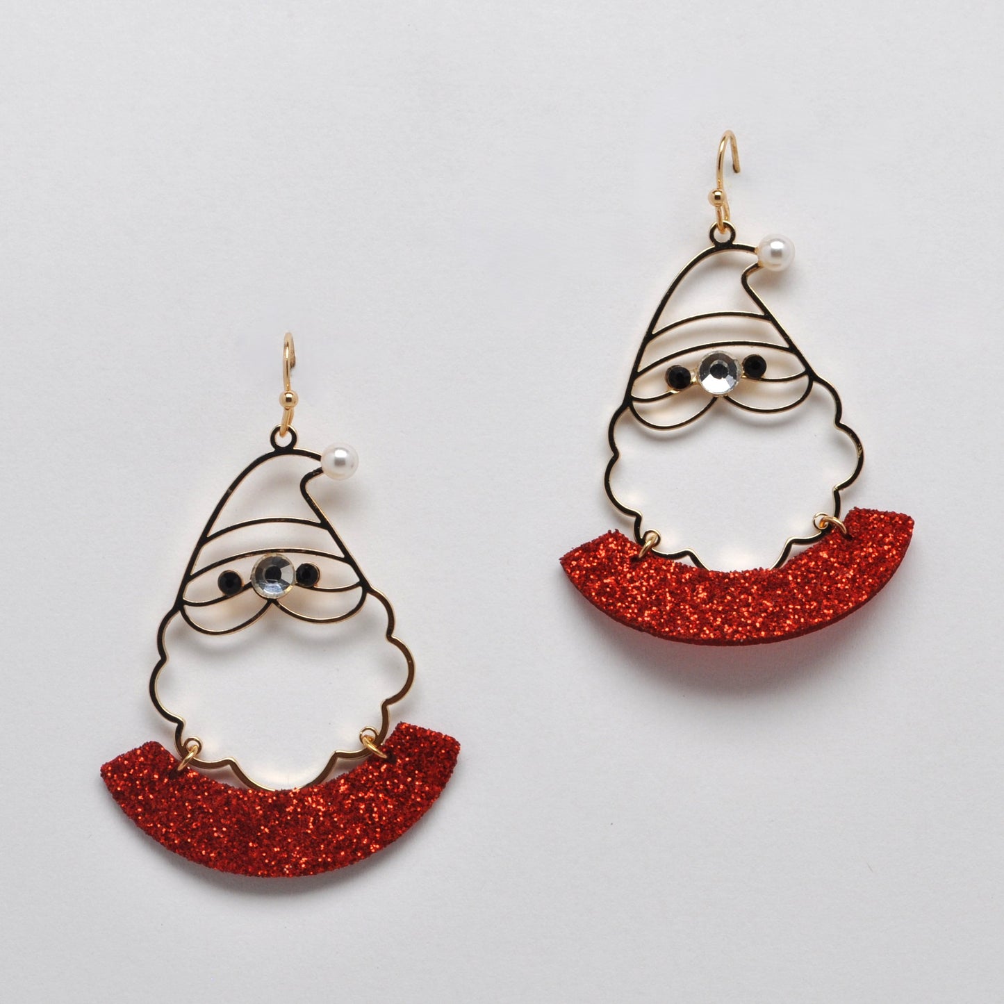 Holiday Santa w/Glitter Earrings