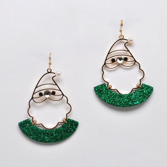Holiday Santa w/Glitter Earrings