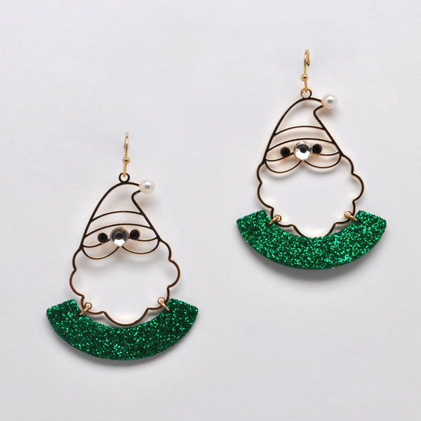 Holiday Santa w/Glitter Earrings