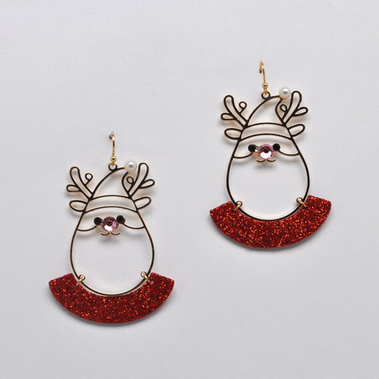 Holiday Reindeer Glitter Earrings