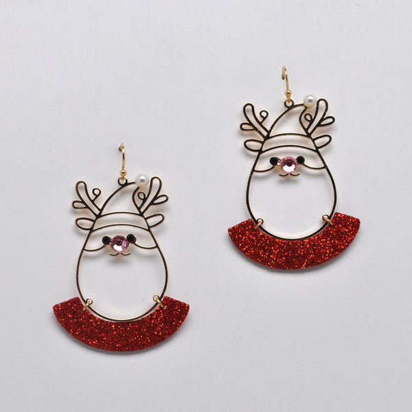 Holiday Reindeer Glitter Earrings