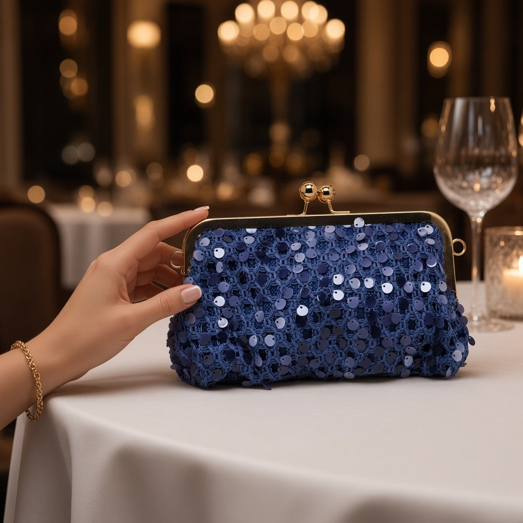 Sequin Clasp Clutch Bag