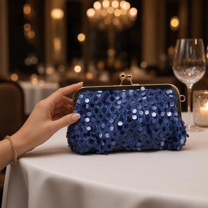 Sequin Clasp Clutch Bag