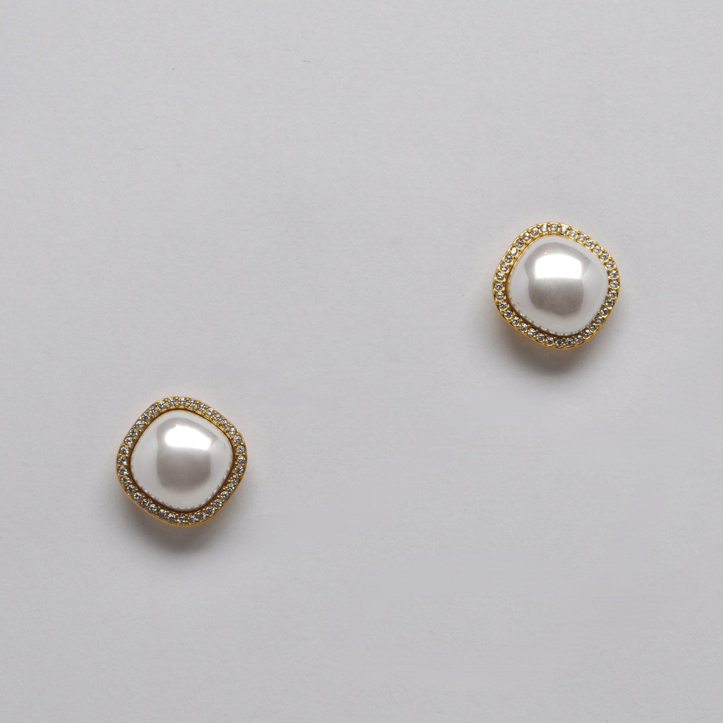 Square Pearl Stud Earrings