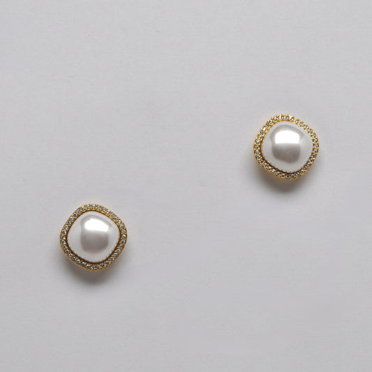 Square Pearl Stud Earrings
