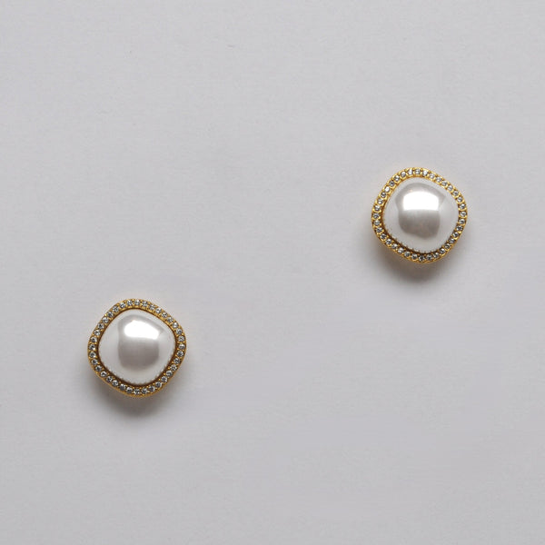 Square Pearl Stud Earrings