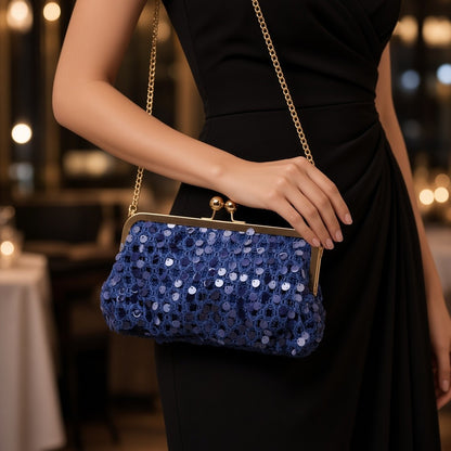 Sequin Clasp Clutch Bag