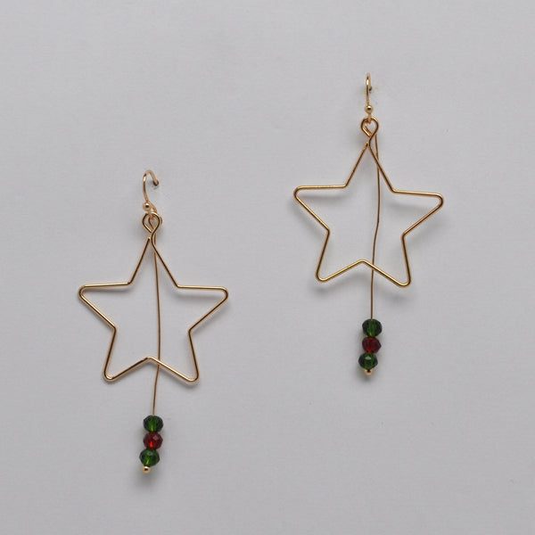 Holiday Star Drop w/Beads Earrings