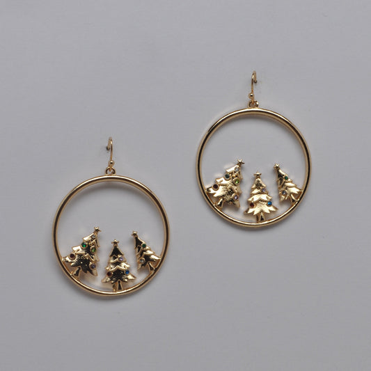 Christmas Tree Ornament Hoop Earrings
