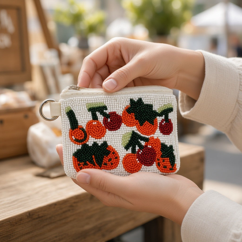 Beaded Fruit Coin Purse