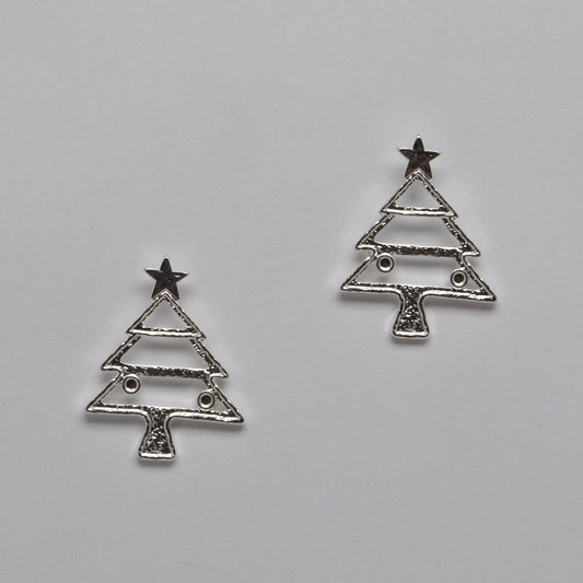Christmas Tree Drop Hammered Design Earrings