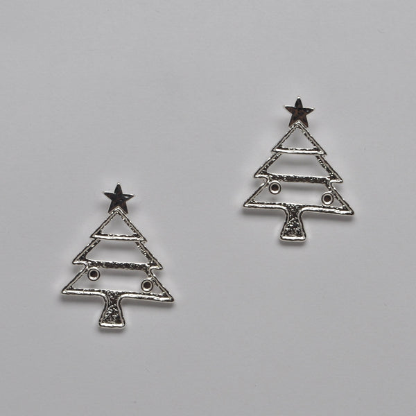 Christmas Tree Drop Hammered Design Earrings