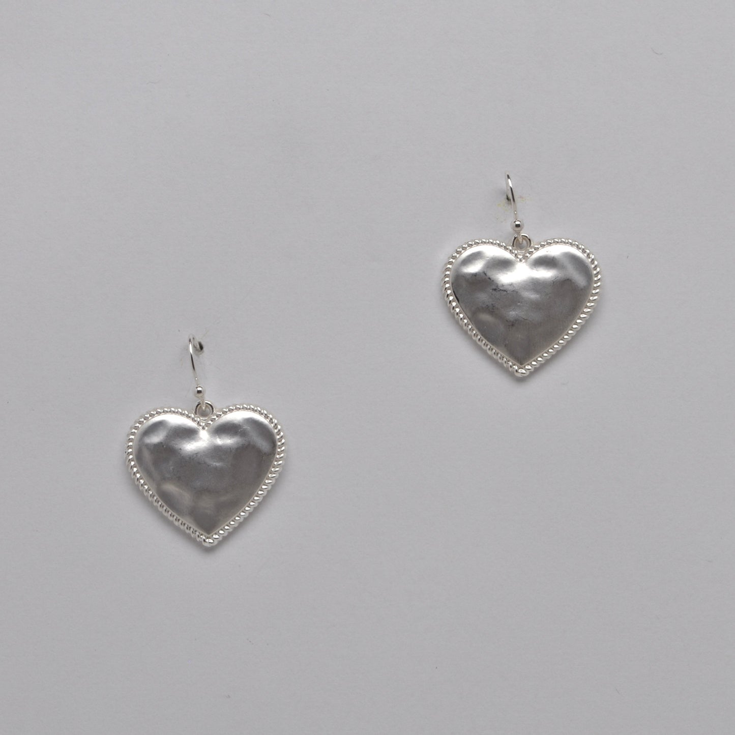Hammered Heart Design Drop Earrings