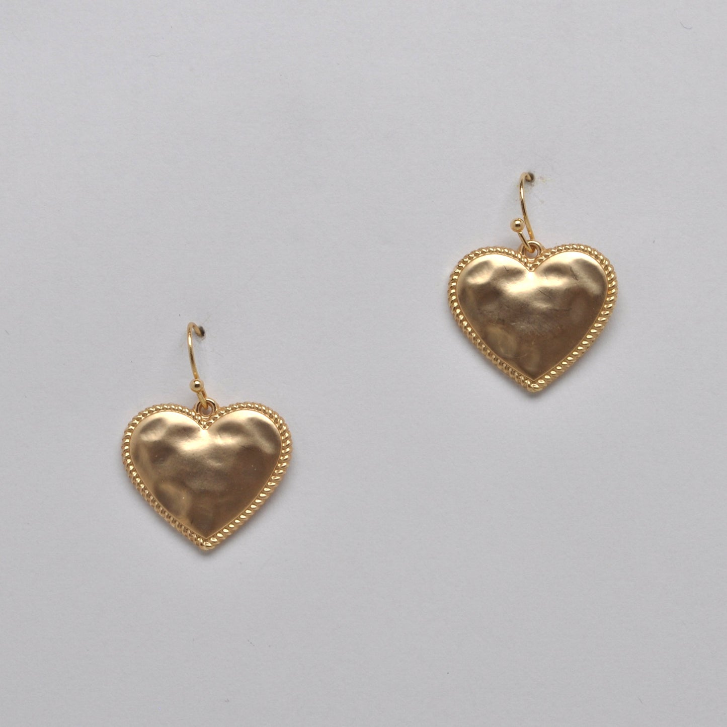 Hammered Heart Design Drop Earrings