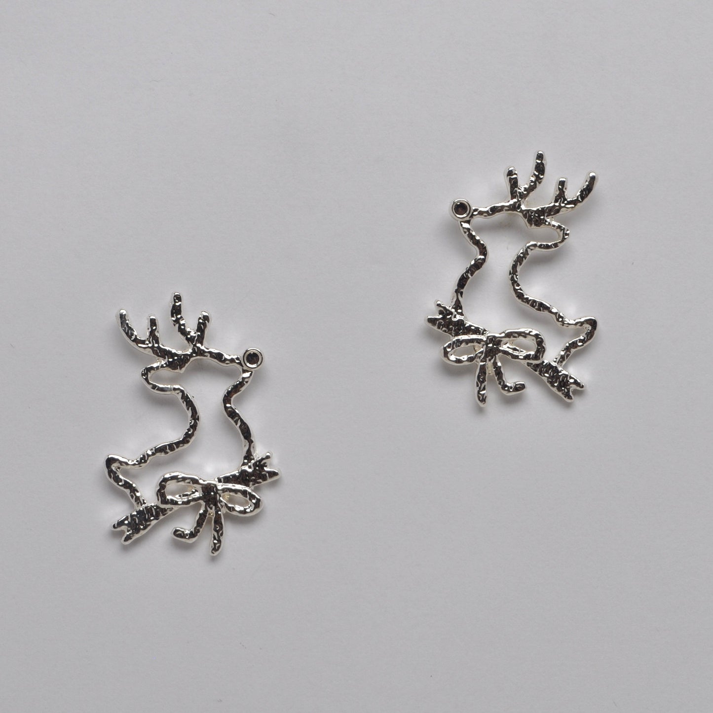 Reindeer Holiday Hammered Silhouette Design Earrings
