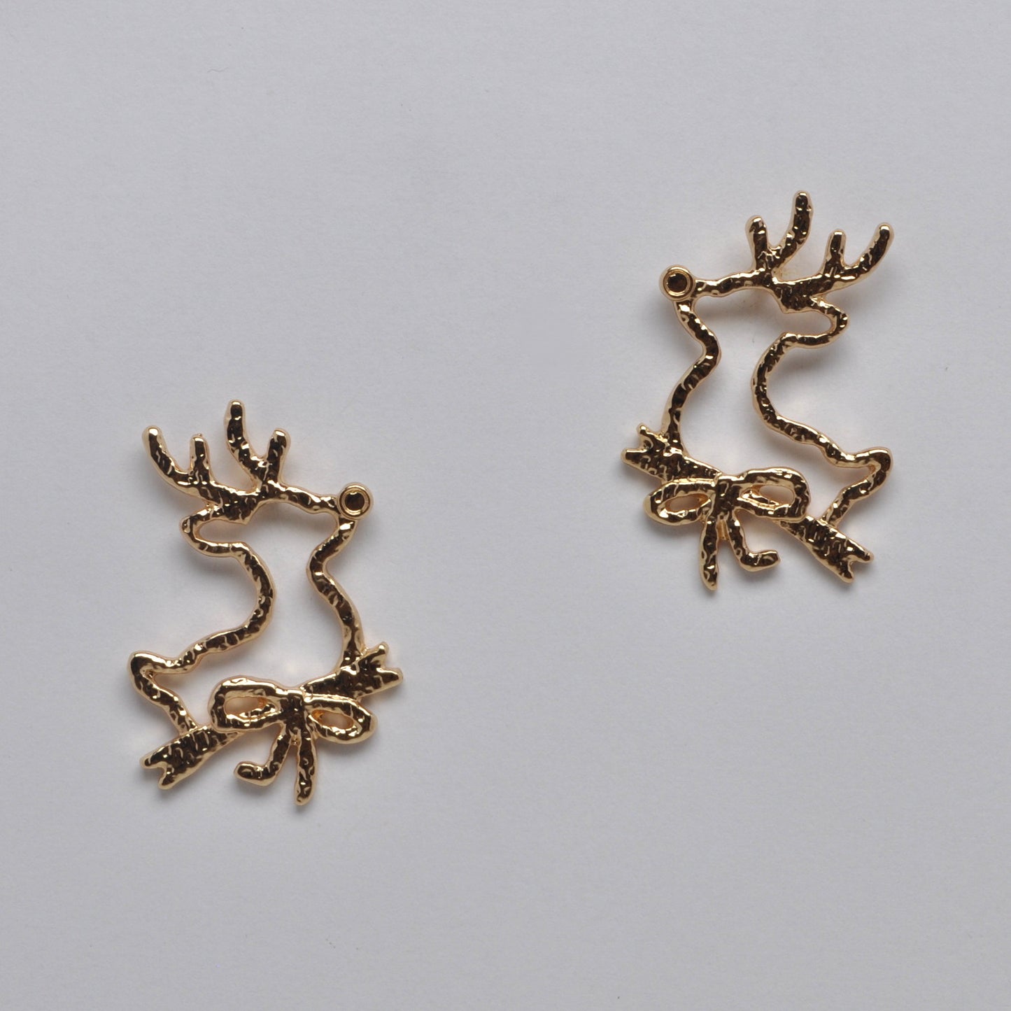 Reindeer Holiday Hammered Silhouette Design Earrings