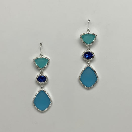 Tri-Seaglass Crystal Drop Earrings