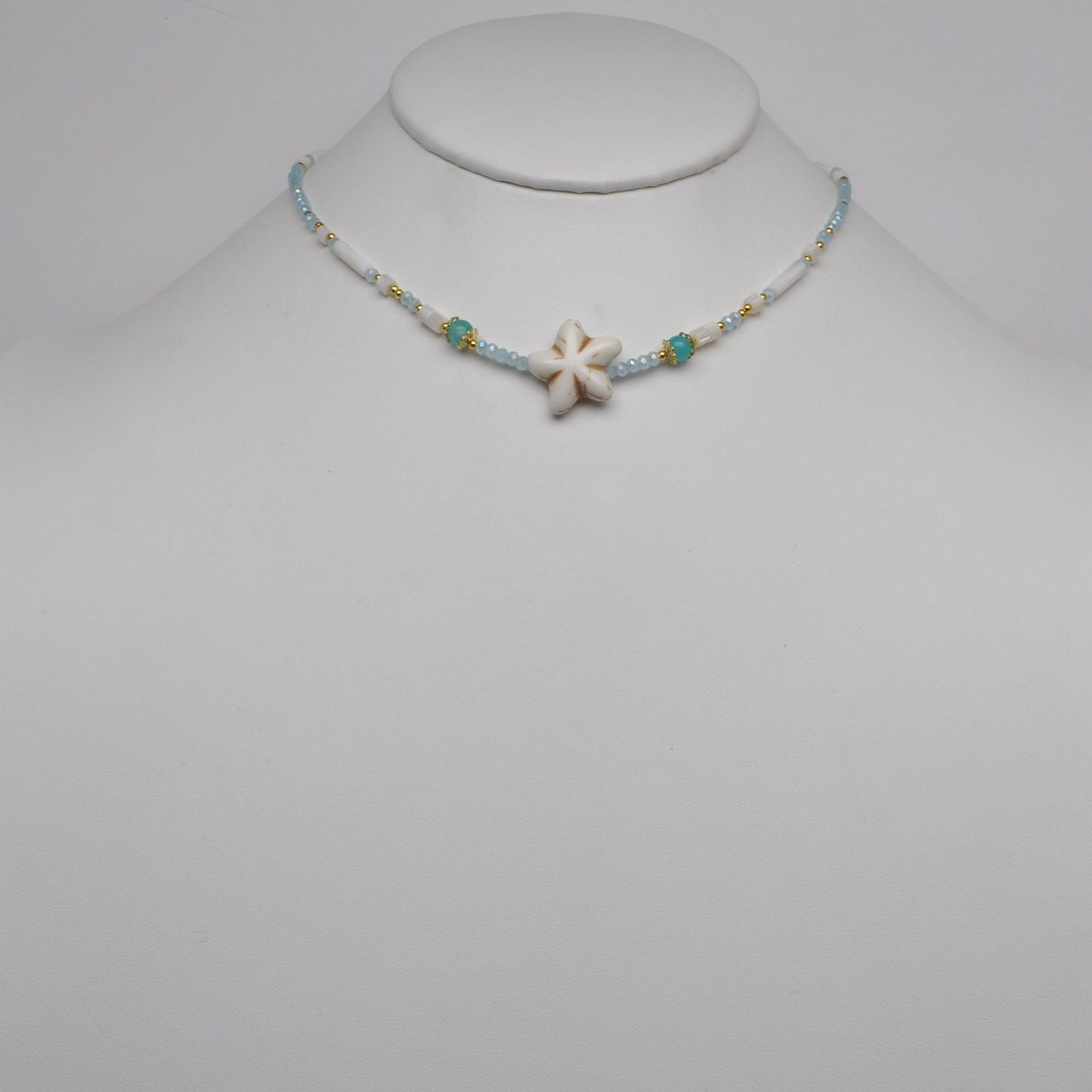 Crystal Bead Mix Starfish Necklace