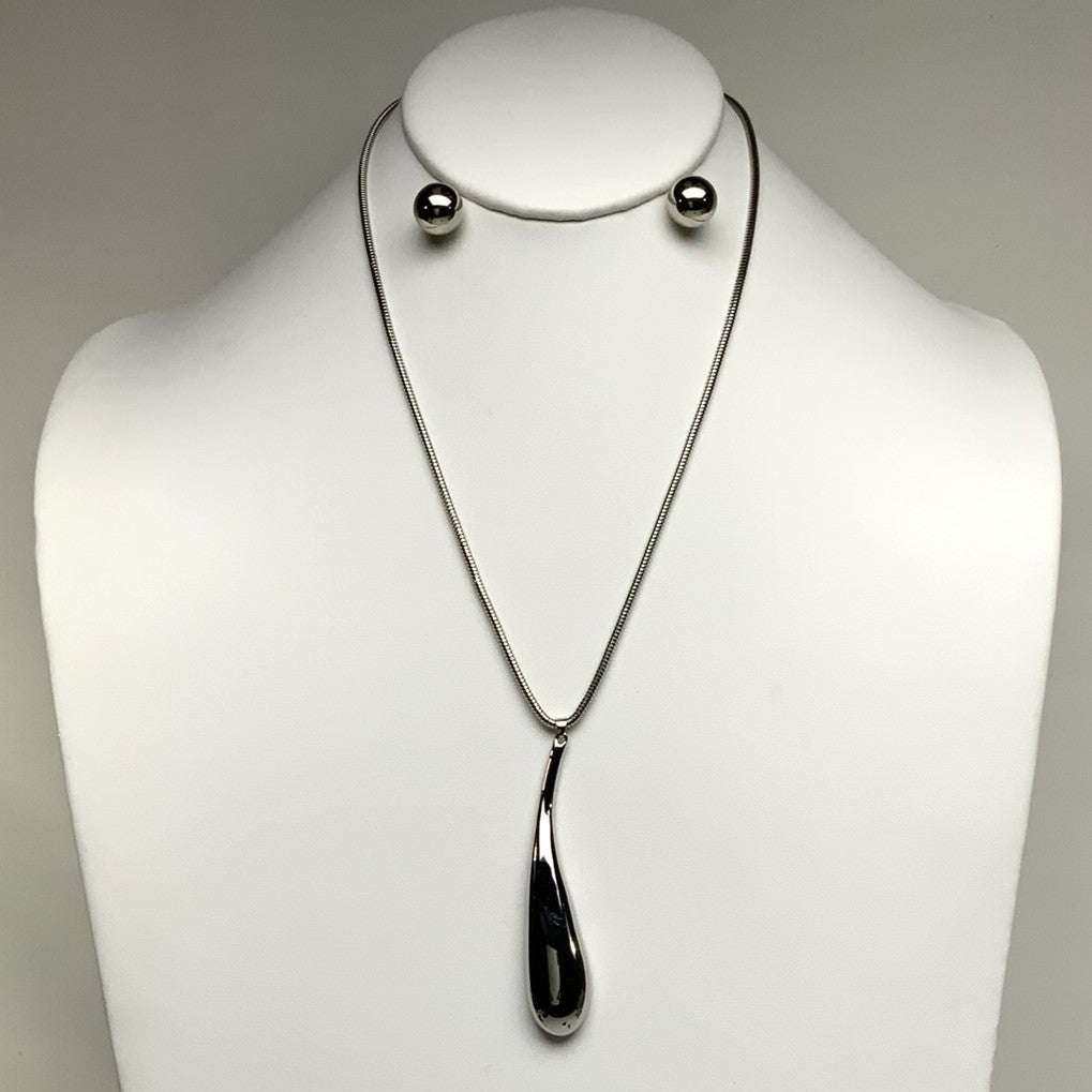 Melted Teardrop Snake Chain Necklace Set