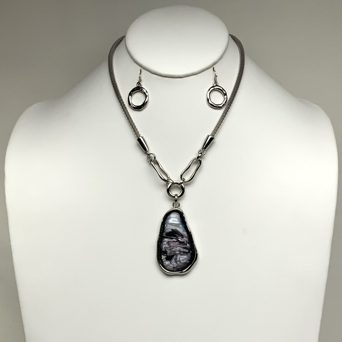 Stone-like Enamel Snake Chain Necklace Set