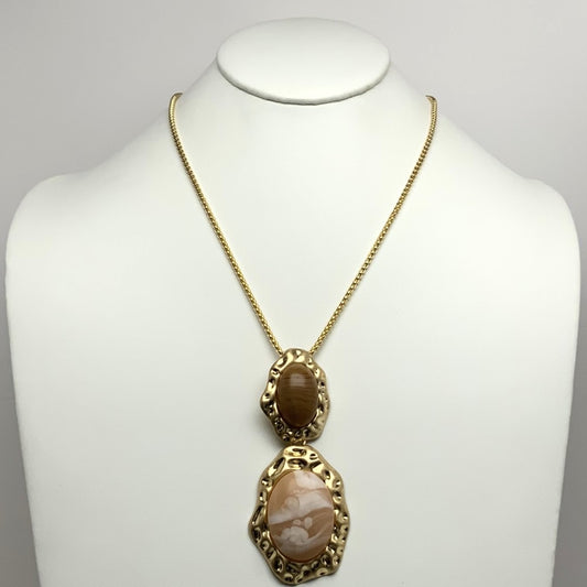 Box Chain Two Marble Design Lucite Drop Necklaces
