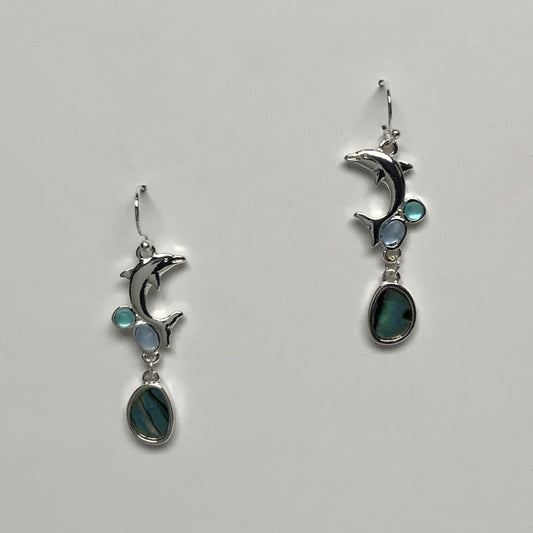 Dolphin Enamel Dangle Earring