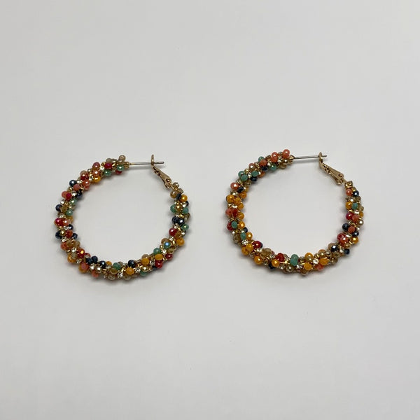 Colorful Beaded Hoop Earrings