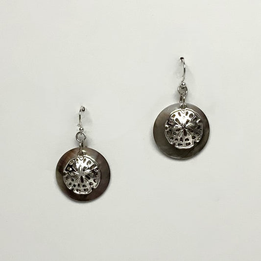 Abalone Disc with Dollar Seashell Earrings