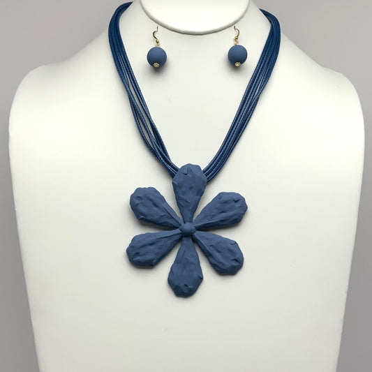 Big Flower Drop Necklace Set