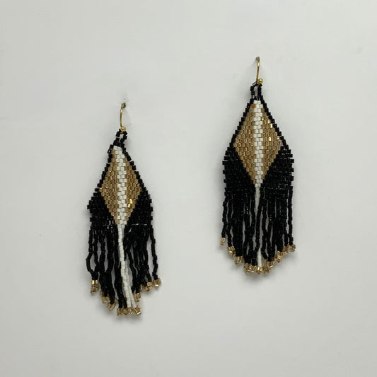 Boho Beaded Triangle Tassel Earrings