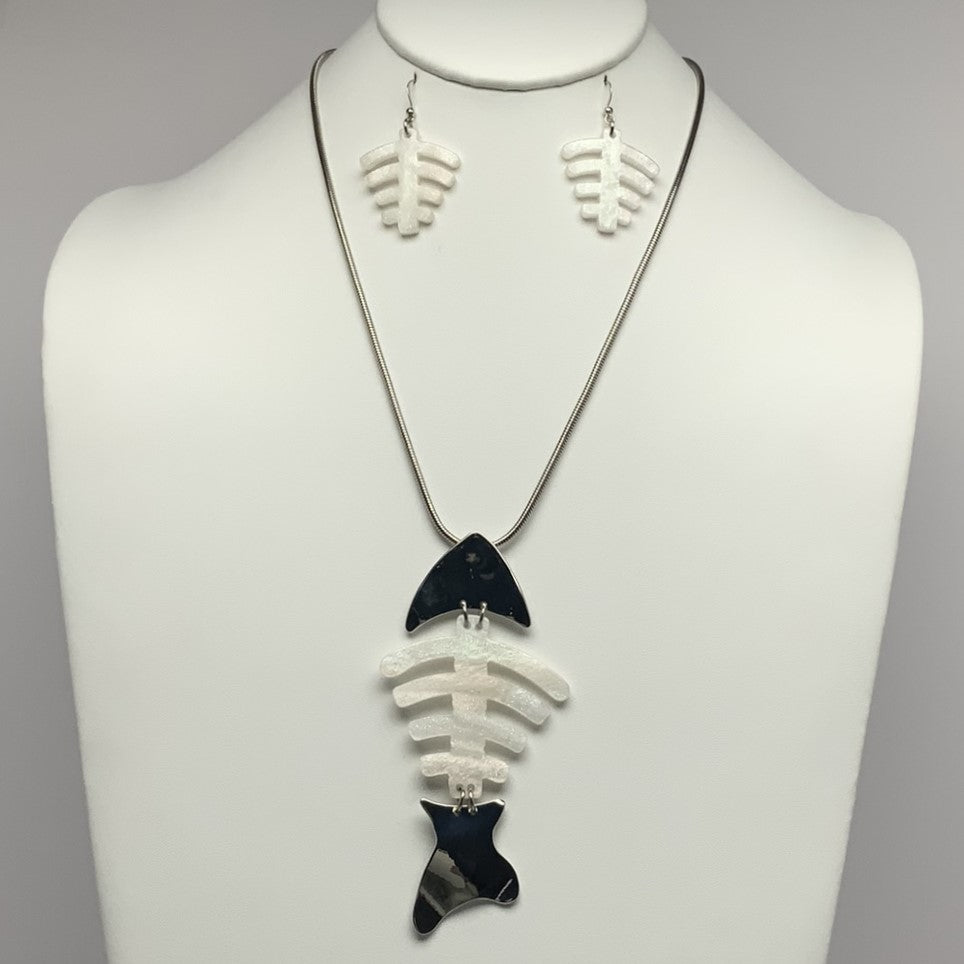 Fish Skeleton Necklace Set