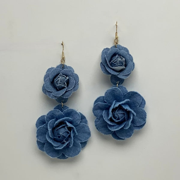 Hook Denim Rose Earrings