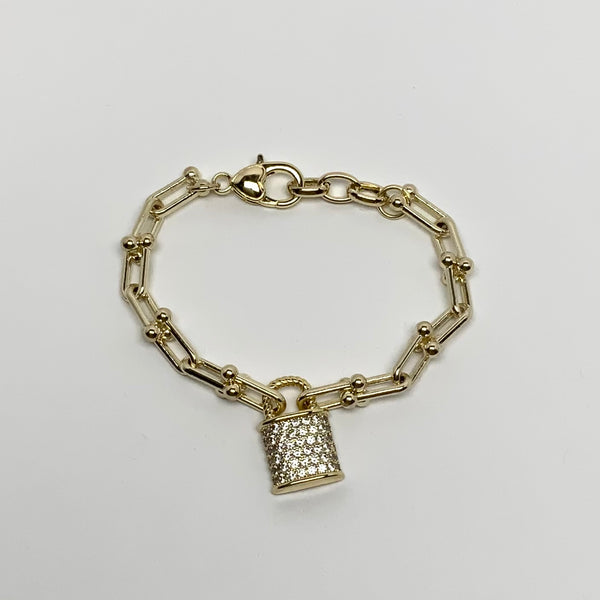 Bling Lock Charm Bracelet