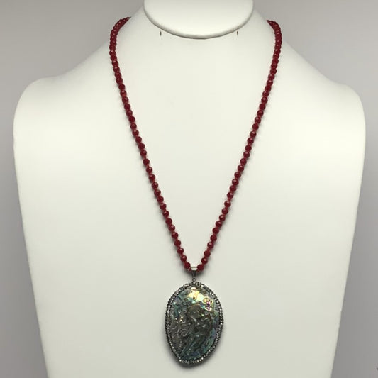 Pearlescent Beaded Stone Necklace