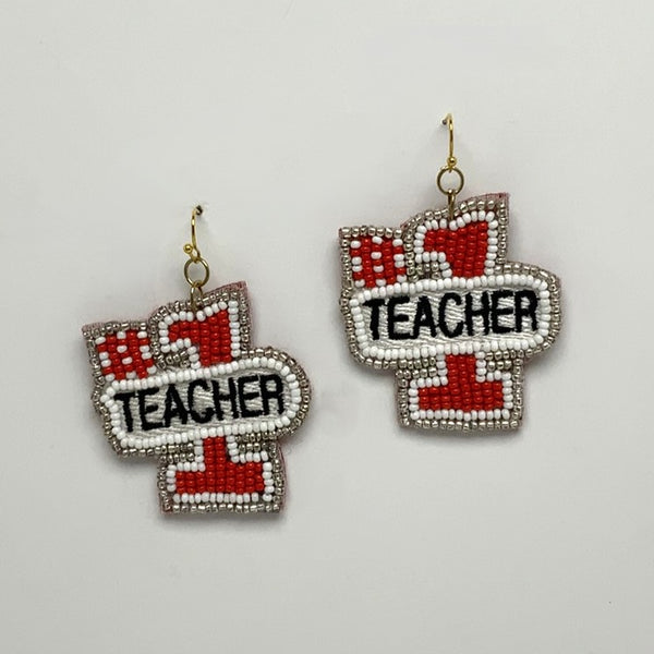 Beaded #1 Teacher Earrings