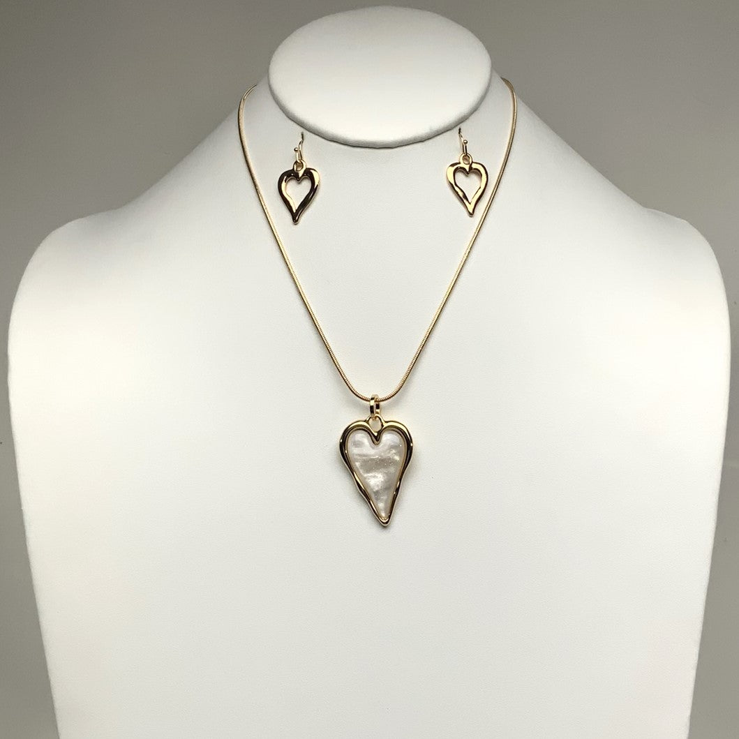 Heart Enamel Snake Chain Necklace Set