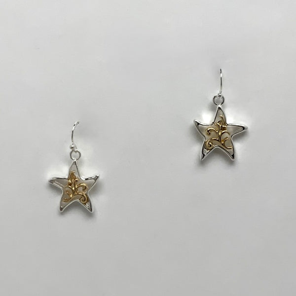 Star with Design Earrings