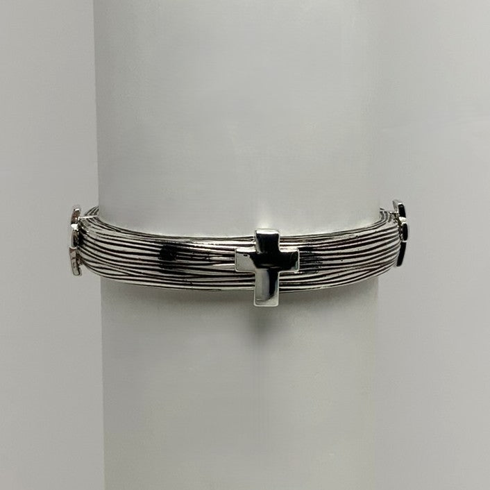 Bangle w/Cross Religious Stretch Bracelet