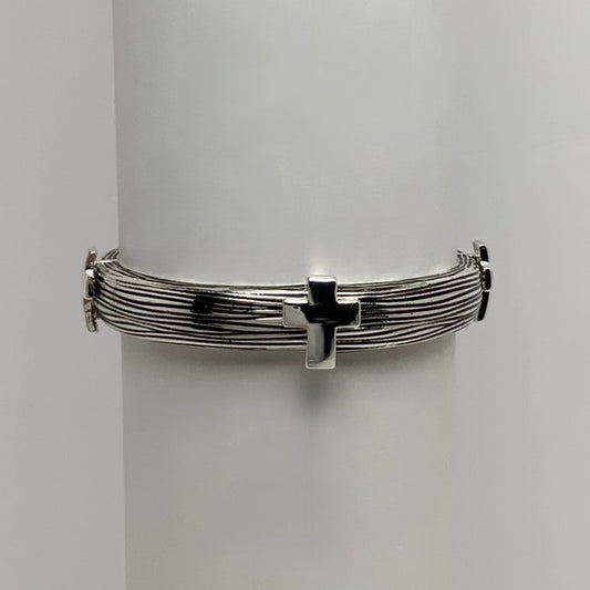 Bangle w/Cross Religious Stretch Bracelet